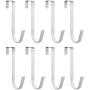 ESFUN 8 Pack Over The Door Hooks Fits The Depth 1-3/8" White Vinyl Coated Stainless Steel Door Fence Hook Coat Hanger for Cubicle Panels