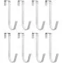 ESFUN 8 Pack Over The Door Hooks Fits The Depth 1-3/8&quot White Vinyl Coated Stainless Steel Door Fence Hook Coat Hanger for Cubicle Panels