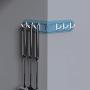 6 Hooks Wall Mounted Clothes Hats Hanger Portable Bathroom Accessory Towel Rack Holder Well Made Easy to Use - Blue