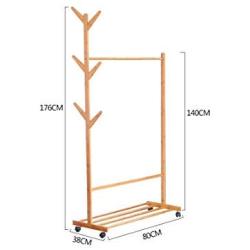 ZWJ-Coat Rack Coat Rack Bamboo Branch Mobile Storage Rack Floor Simple Creative Living Room Hanger Clothes Rack Bedroom (Size : 80x38x176cm)