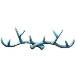 Vintage Cast Deer Antlers Wall Hooks (10 Hooks) Coat Rack Decorative for Hanging Hat Scarf Bag Key Clothes Bathroom Kitchen Towel Holder Christmas Reindeer Deer Hanger Wall Wedding Gift (Blue)