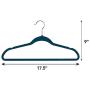 Elama Home ELH100BLUE 100 Piece Set of Velvet Slim Profile Heavy Duty Felt Hangers with Stainless Steel Swivel Hooks in Blue