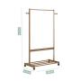 Cxjff Floor Standing Coat Rack Movable Design Hanger Clothes 2 Hooks Shoes Shelf Easy Install, Wood (Color : Wood Color, Size : 80x45x165cm)