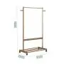 Cxjff Floor Standing Coat Rack Movable Design Hanger Clothes 2 Hooks Shoes Shelf Easy Install, Wood (Color : Wood Color, Size : 80x45x165cm)