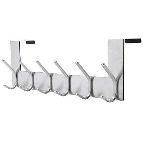 Dseap Over The Door Hook Hanger, Over The Door Towel Rack, for Coat Clothes Hat Towel Bathroom, Brushed Nickel