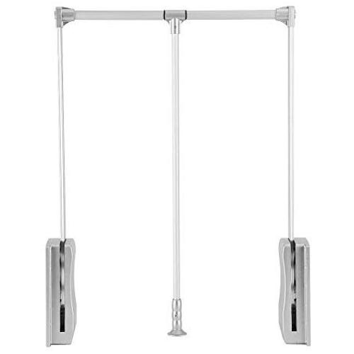 Wardrobe Hanger, Premium Heavy Duty Wardrobe Lift Track Lift Pull Down Adjustable Width Wardrobe Clothes Hanging Rail Soft Return Space Saving(60-86cm)