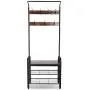 YXZQ Shelf, Coat Hat Rack,3 Tier Free Standing Hall Hat Clothes Hanger Heavy Duty Shoe Bench Storage with 7 Hooks for Hallway Living Room Bedroom Office Brown,182x34x72cm