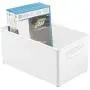 mDesign Plastic Stackable Home Storage Organizer Container Bin Boxes with Handles - for Media Consoles, Closets, Cabinets - Holds DVDs, Blu Ray, Video Games, Gaming Accessories - White mDesign Plastic Stackable Home Storage Organizer Container Bin Boxes with Handles - for Media Consoles, Closets, Cabinets - Holds DVDs, Blu Ray, Video Games, Gaming Accessories - White