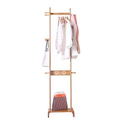 Cxjff Floor Standing Coat Rack Hanger Clothes Cute Creative 12 Easy Install Bamboo, Wood Color, 40x44x172CM (Color : Wood Color, Size : 40x44x172CM)