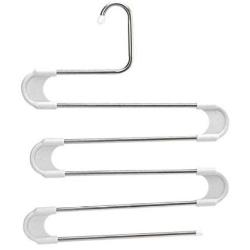 5PC Random Color Clothes Hanger S Type 5 Layer Pants Clothing Hanging Rack Stainless Steel Space Saving Closet Towel Storage Rack Shelf Decoration