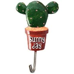 Braceus Cute Cactus Bonsai Home Decorative Single Wall Hook Towel Clothes Hat Key Hanger (1#)