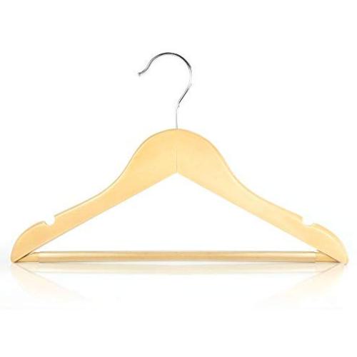 HANGERWORLD 36 Natural Wooden 11.8inch Kids Notched Coat Clothes Garment Hangers Non Slip Pants Bar