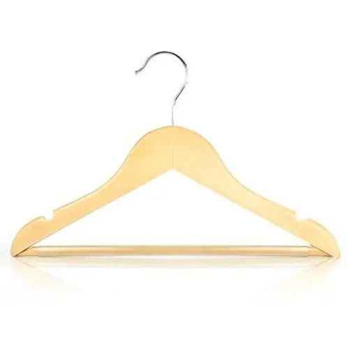 HANGERWORLD 36 Natural Wooden 11.8inch Kids Notched Coat Clothes Garment Hangers Non Slip Pants Bar HANGERWORLD 36 Natural Wooden 11.8inch Kids Notched Coat Clothes Garment Hangers Non Slip Pants Bar