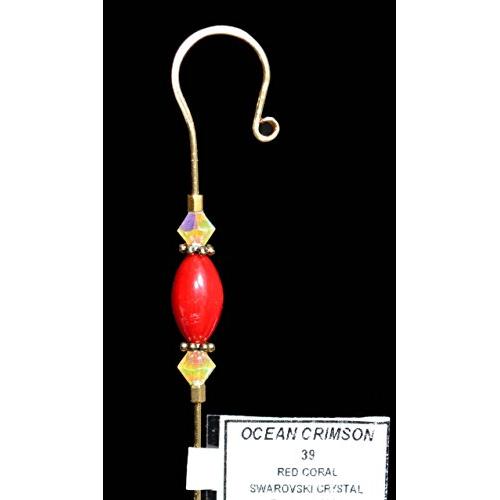 Handmade Jeweled Ornament Hanger Hook- OCEAN CRIMSON