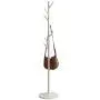 Pokerty DIY Standing Clothes Rack, Wooden Hanger Floor Standing Coat Rack Home Furniture Clothes Round Base Rack Vintage Tree Clothes Rack(White)