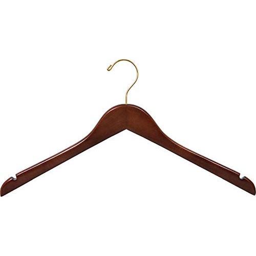 The Great American Hanger Company Wooden Top Hanger, Walnut Finish with Brass Hardware, Boxes of 50 The Great American Hanger Company Wooden Top Hanger, Walnut Finish with Brass Hardware, Boxes of 50