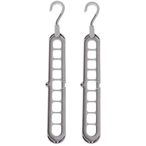 Leagway Magic Clothing Hanger Organizer, Wardrobe Clothes Cascading Hanger Hook Rack, Closet Space Saving Hangers, Keep Your Shirt/Skirt/Coat Organized and Wrinkle-Free, 360 Rotation, 2 Pack (Grey)