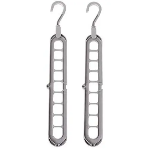 Leagway Magic Clothing Hanger Organizer, Wardrobe Clothes Cascading Hanger Hook Rack, Closet Space Saving Hangers, Keep Your Shirt/Skirt/Coat Organized and Wrinkle-Free, 360 Rotation, 2 Pack (Grey)