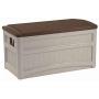 Suncast 73-Gallon Medium Deck Boxes - Lightweight Resin Indoor/Outdoor Storage Container and Seat for Patio Cushions and Gardening Tools - Store Items on Patio, Garage, Yard - Taupe