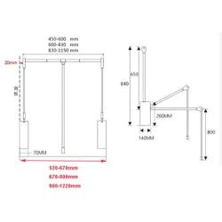 ZHBWJSH Pull-Down Wardrobe Lifting Clothes Rail Telescopic Rod Household Lifting Clothes Hanger Buffered Clothes Rail (Size : 670-900MM)