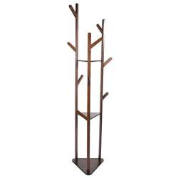 Coat Rack, Bamboo Tree Garment Clothes Coat Hat Hanger Stand 8 Hook Free Standing Multi-Layer Display Hall Tree Shelf for Home Bedroom Hallway(Dark Brown)