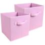 Zuer Foldable Storage Cubes- Thickening Collapsible Fabric Boxes Household Cube Storage Boxes - Moistureproof, Dustproof, Odourless (2 Pack) (Pink)