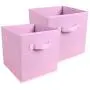 Zuer Foldable Storage Cubes- Thickening Collapsible Fabric Boxes Household Cube Storage Boxes - Moistureproof, Dustproof, Odourless (2 Pack) (Pink)