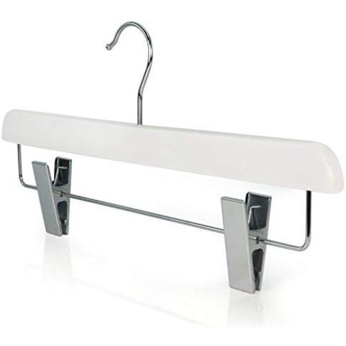 HANGERWORLD 3 White Wooden 14.2inch Straight Adjustable Clip Coat Clothes Garment Hangers
