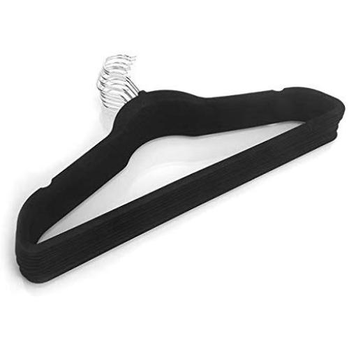 ilovo 10pcs 450.524.5 Plastic Flocking Clothes Hangers Black