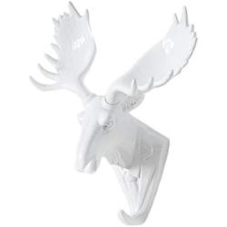 Zhi Jin 1Pc Novelty White Animals Head Hook Wall Adhesive Door Hanger Decor for Clothes Hat Mr.Elk