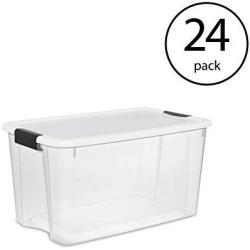 Sterilite 70 Quart Ultra Latch Storage Boxes with Lid & See-Through Base (24 Pack)