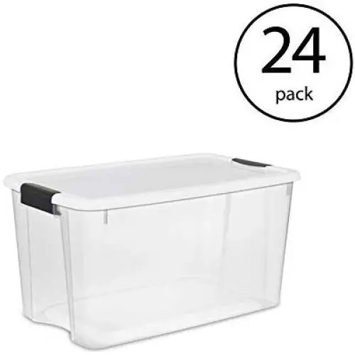 Sterilite 70 Quart Ultra Latch Storage Boxes with Lid & See-Through Base (24 Pack) Sterilite 70 Quart Ultra Latch Storage Boxes with Lid & See-Through Base (24 Pack)