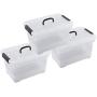 Livable Clear Plastic Storage Boxes with Black Handle, 11 Quart Storage Bin with Latch/Lid, 3 Pack