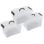 Livable Clear Plastic Storage Boxes with Black Handle, 11 Quart Storage Bin with Latch/Lid, 3 Pack