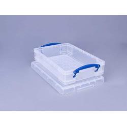 Really Useful Boxes Plastic Storage Box, 4 Liters, 14 5/8" x 10 1/4" x 3 3/8", Clear