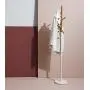 Type A Wooden Coat Rack | Clothing Hanger with 6 Hooks, Easy Assembly & 2 Adjustable Heights | Perfect for Your Hallway, Entryway or Foyer to Hang Your Clothes & Accessories | Wooden White Base