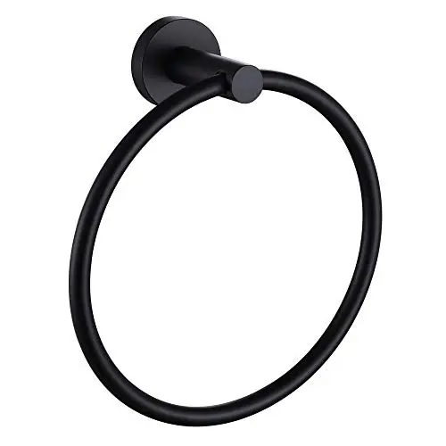 Hand Towel Ring, APLusee Stainless Steel Swivel Kitchen Towel Hanger, Modern Round Bathroom Hardware Space Saver, Matte Black Hand Towel Ring, APLusee Stainless Steel Swivel Kitchen Towel Hanger, Modern Round Bathroom Hardware Space Saver, Matte Black
