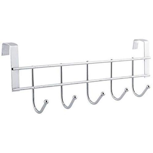 Hli-Shjhsmu Hanging Loop Hanger Storage Stainless Steel 5 Hooks Clothes Door Bathroom Hanger Organizer Bathroom Shelves Kitchen