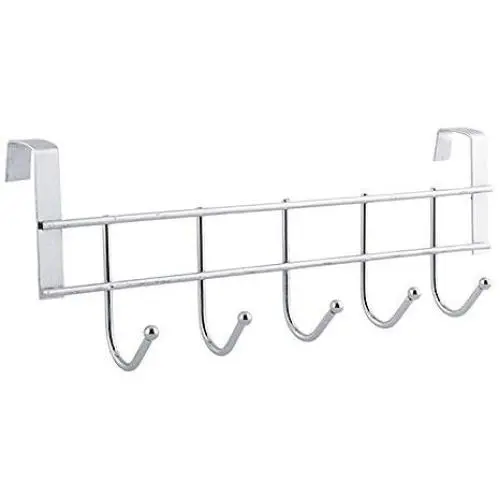 Hli-Shjhsmu Hanging Loop Hanger Storage Stainless Steel 5 Hooks Clothes Door Bathroom Hanger Organizer Bathroom Shelves Kitchen