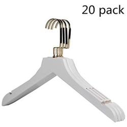 LIUFENGLONG Clothes Hangers Set, Adult Hangers Non-Slip Wooden Collection for Everyday Standard Use Clothing Hangers Suit Clothes Hangers 20 Pack White for Home Closet Clothing Organiser