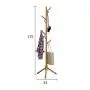 Coat Rack 8 Hooks Wooden Coat Rack Free Standing Entryway Natural Sturdy Wood Tree Coat Rack Stand Hanger Holder for Clothes/Scarves/Handbags for Office/Living Room/Bathroom (Khaki)