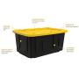 HOMZ Tough Durabilt Tote Box, 27 Gallon, Stackable, 2-Pack, 30.75" x 20.5" x 14.375", Black and Yellow, 2 Piece