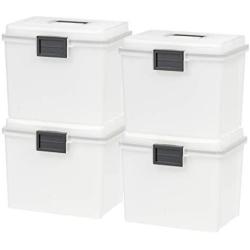 IRIS USA UCB-HFB Letter Size Portable Weathertight File Box, 4 Pack, Pearl