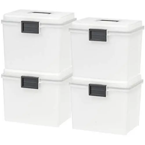 IRIS USA UCB-HFB Letter Size Portable Weathertight File Box, 4 Pack, Pearl IRIS USA UCB-HFB Letter Size Portable Weathertight File Box, 4 Pack, Pearl