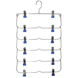 YUENA CARE 6 Tier Skirt Hanger Pants Hangers Space Saving Clothes Trousers Hanger with Adjustable Clips Blue