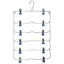 YUENA CARE 6 Tier Skirt Hanger Pants Hangers Space Saving Clothes Trousers Hanger with Adjustable Clips Blue YUENA CARE 6 Tier Skirt Hanger Pants Hangers Space Saving Clothes Trousers Hanger with Adjustable Clips Blue