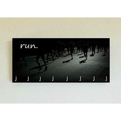 Race Medal Holder/Running Medal Hanger RUN with Race Silhouettes - Wood Wall Mounted Medal Organizer. CUSTOMIZATION Available