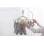 Foldable Clip and Drip Hanger, Socks Hanger Underwear Hanger with 16 Clothespins, Hanger for Drying Towels, Bras, Baby Clothes, Gloves, Collapsible Portable Plastic Laundry Sock Drying Hanger