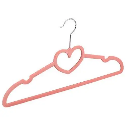 KYCPTNFJ Pack of 10 Non-Slip Thin 360 Degree Swivel Flocked Adult Clothes Hangers with Heart Tie