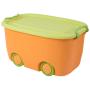 Stackable Toy Storage Boxes with Wheels, Set of Small and Large, Orange